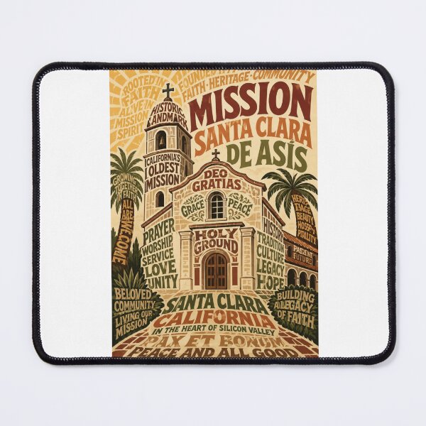 Item preview, Mission Santa Clara de Asís California Historic Spanish Colonial Landmark and Santa Clara University Heritage designed and sold by Aryabek.
