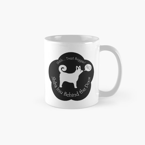 Item preview, Funny Shiba Inu Treat Beggar Behind the Door Black Base designed and sold by Na7nasColorShop.