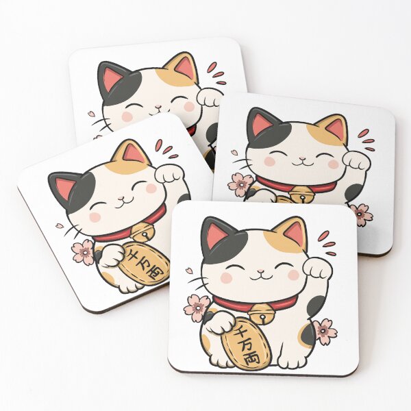 Item preview, Cute Lucky Maneki Neko Cat Japanese Kawaii Anime Style designed and sold by Dospart.