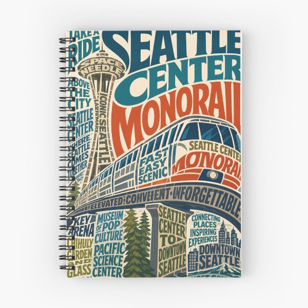 Item preview, Seattle Center Monorail Space Needle Downtown Seattle Washington Landmark and Seattle Center Transit designed and sold by Aryabek.