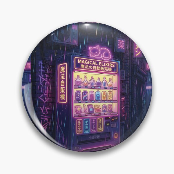 Item preview, Magical Elixirs Japanese Vending Machine - Cyberpunk Neon Alley Art designed and sold by raedattia.
