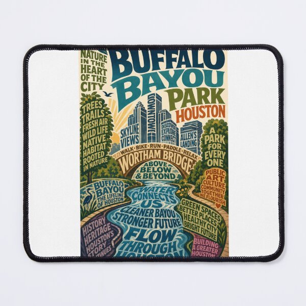 Item preview, Buffalo Bayou Park Houston Texas Skyline Wortham Bridge and Allen's Landing designed and sold by Aryabek.