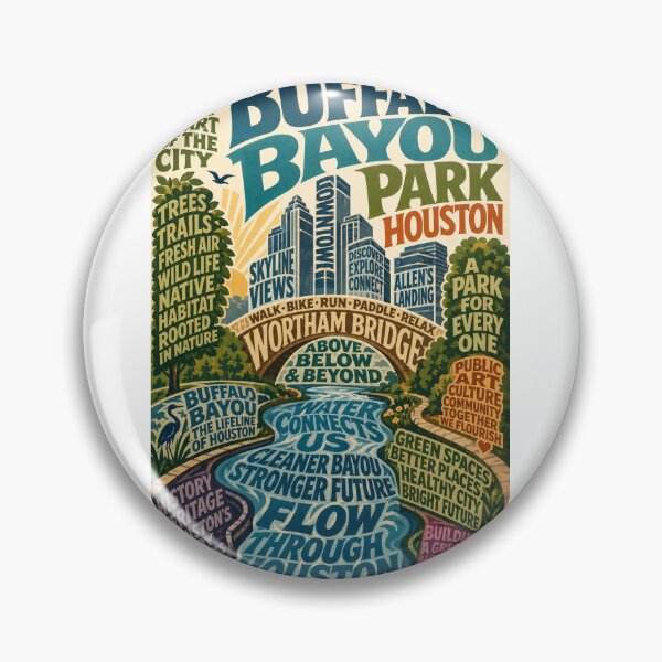 Item preview, Buffalo Bayou Park Houston Texas Skyline Wortham Bridge and Allen's Landing designed and sold by Aryabek.