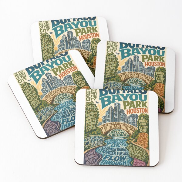 Item preview, Buffalo Bayou Park Houston Texas Skyline Wortham Bridge and Allen's Landing designed and sold by Aryabek.