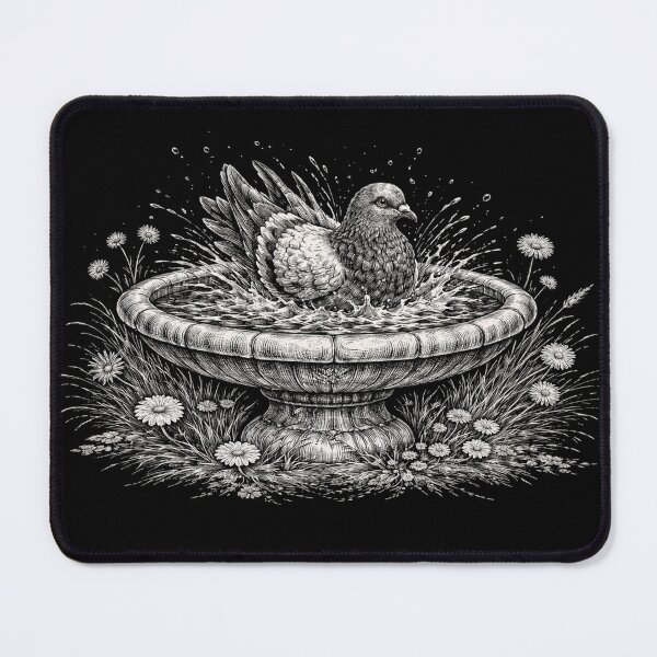 Item preview, Pigeon Bird Bath Vintage Engraving designed and sold by azule1.