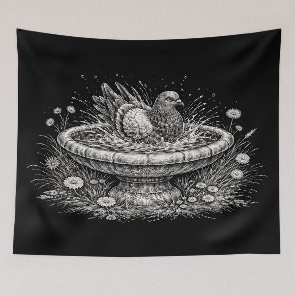 Item preview, Pigeon Bird Bath Vintage Engraving designed and sold by azule1.