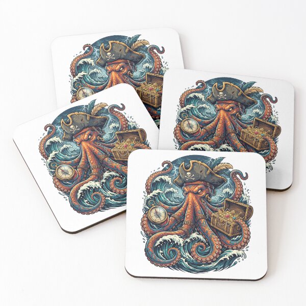 Item preview, Kraken Pirate Captain and Treasure Chest designed and sold by CurioStick.