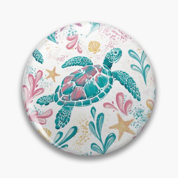 Item preview, Sea Turtle Pattern | Pink Turquoise Coastal Beach Print | Cute Ocean Turtles Seamless Design designed and sold by MonNoir.