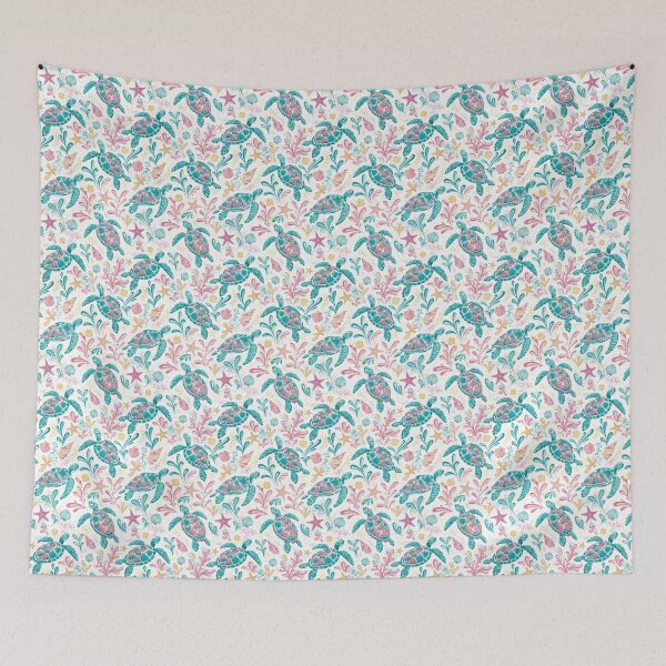 Item preview, Sea Turtle Pattern | Pink Turquoise Coastal Beach Print | Cute Ocean Turtles Seamless Design designed and sold by MonNoir.