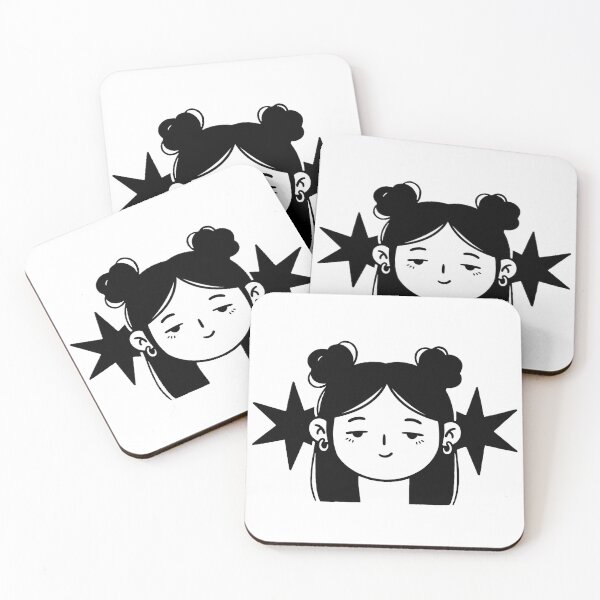 Item preview, Minimalist Y2K Star Girl with Space Buns Line Art designed and sold by BitDoodle.