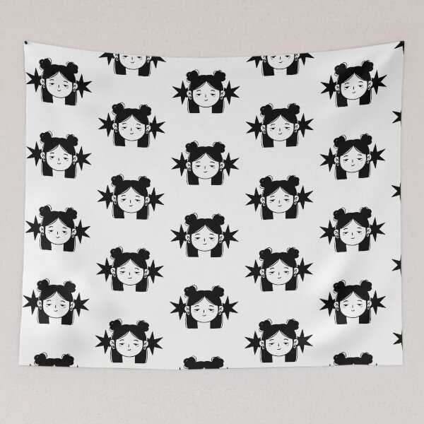 Item preview, Minimalist Y2K Star Girl with Space Buns Line Art designed and sold by BitDoodle.