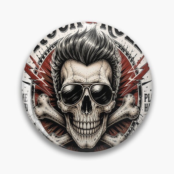Item preview, Stay Rockin' – Vintage Rock & Roll Skull with Pompadour Emblem designed and sold by Artisan Finds Online.