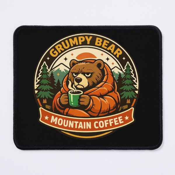 Item preview, Grumpy Bear Mountain Coffee – Retro Camping Badge Design designed and sold by Timeless Junction.