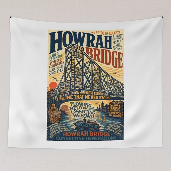Item preview, Howrah Bridge Kolkata West Bengal Landmark Across the Hooghly River designed and sold by Aryabek.