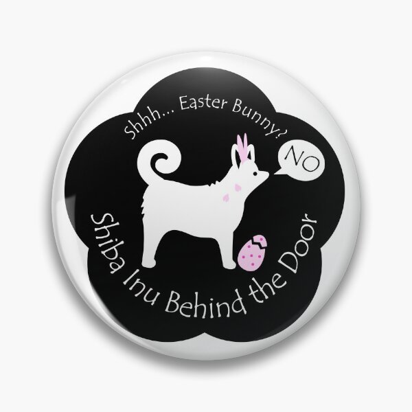 Item preview, Funny Shiba Inu Easter Bunny Behind the Door Black Base designed and sold by Na7nasColorShop.
