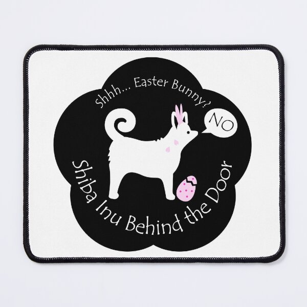 Item preview, Funny Shiba Inu Easter Bunny Behind the Door Black Base designed and sold by Na7nasColorShop.