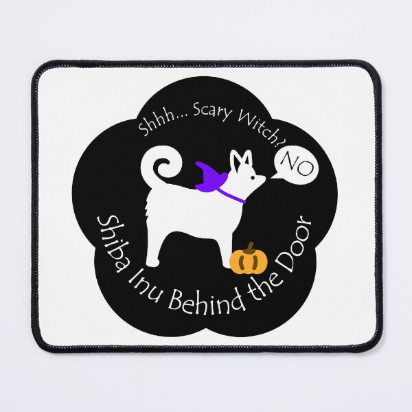 Item preview, Funny Shiba Inu Scary Witch Behind the Door Black Base designed and sold by Na7nasColorShop.