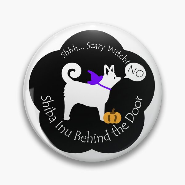 Item preview, Funny Shiba Inu Scary Witch Behind the Door Black Base designed and sold by Na7nasColorShop.