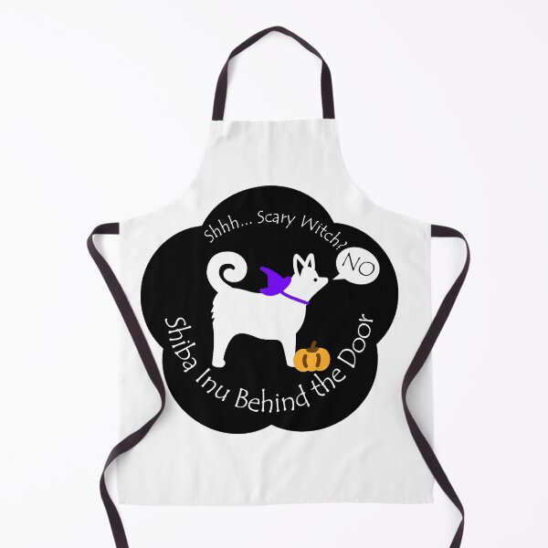 Item preview, Funny Shiba Inu Scary Witch Behind the Door Black Base designed and sold by Na7nasColorShop.