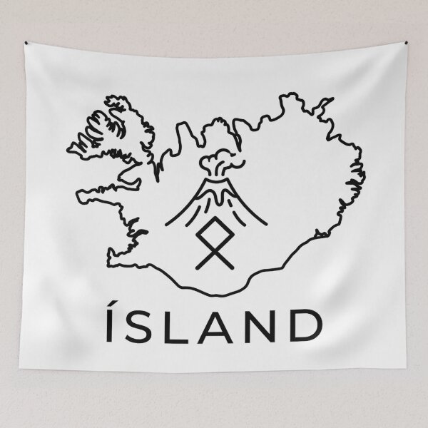 Item preview, Ísland Iceland Map Volcano Viking Rune Art designed and sold by newjoseph.