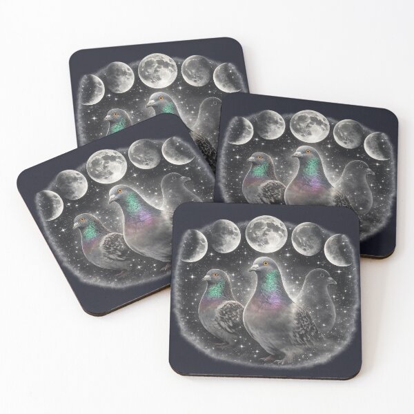 Item preview, Moon Phase Pigeons Celestial Night Sky Art designed and sold by azule1.