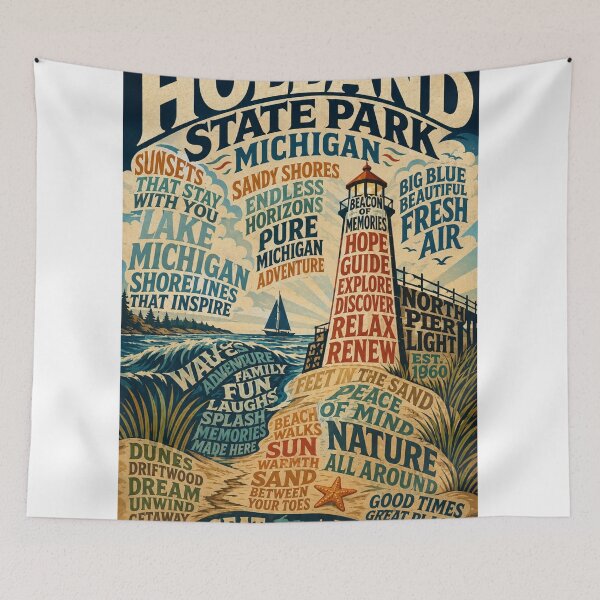 Item preview, Holland State Park Michigan Lake Michigan Lighthouse and North Pierq designed and sold by StampMyPassport.