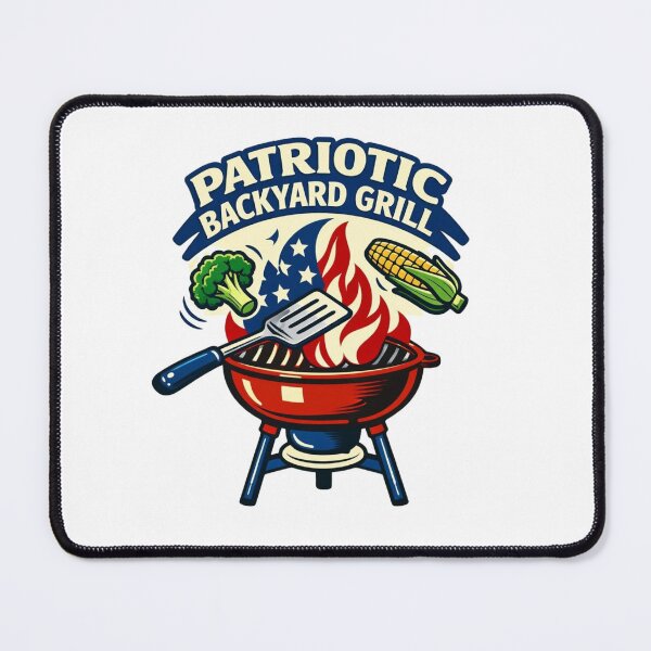 Item preview, Patriotic Backyard Grill – Retro BBQ Flag Flames Design designed and sold by Timeless Junction.