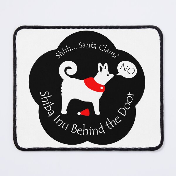 Item preview, Funny Shiba Inu Santa Claus Behind the Door Black Base designed and sold by Na7nasColorShop.