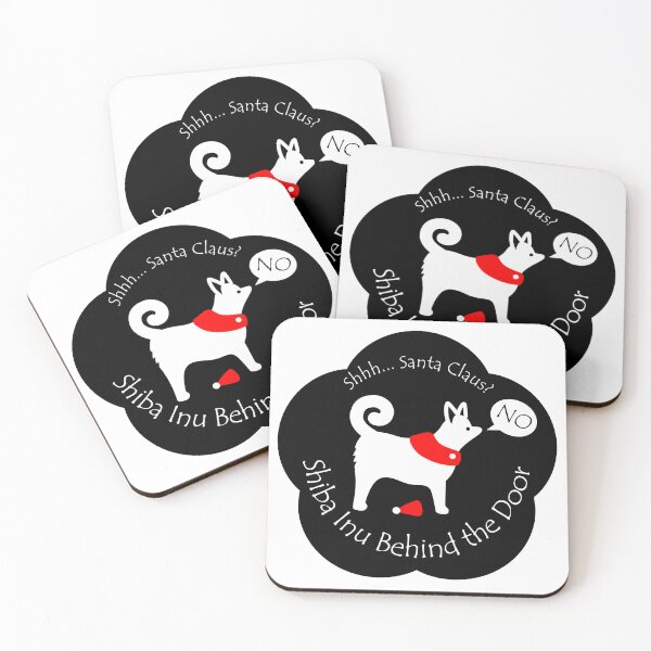 Item preview, Funny Shiba Inu Santa Claus Behind the Door Black Base designed and sold by Na7nasColorShop.