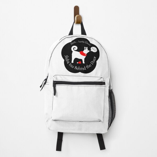 Item preview, Funny Shiba Inu Santa Claus Behind the Door Black Base designed and sold by Na7nasColorShop.
