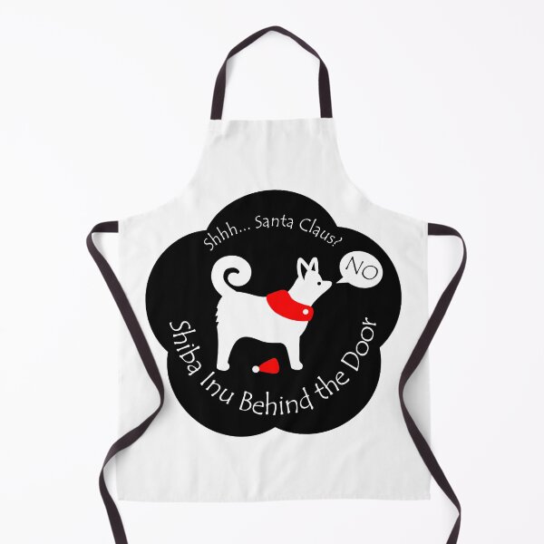 Item preview, Funny Shiba Inu Santa Claus Behind the Door Black Base designed and sold by Na7nasColorShop.
