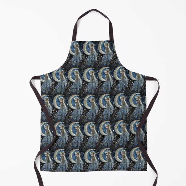 Item preview, lady in a blue dress with a gold moon and stars and flowers designed and sold by carlsmart1.