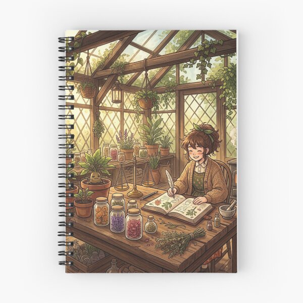 Item preview, Cozy Green Witch Greenhouse Art Cottagecore Anime Botanical Aesthetic designed and sold by raedattia.