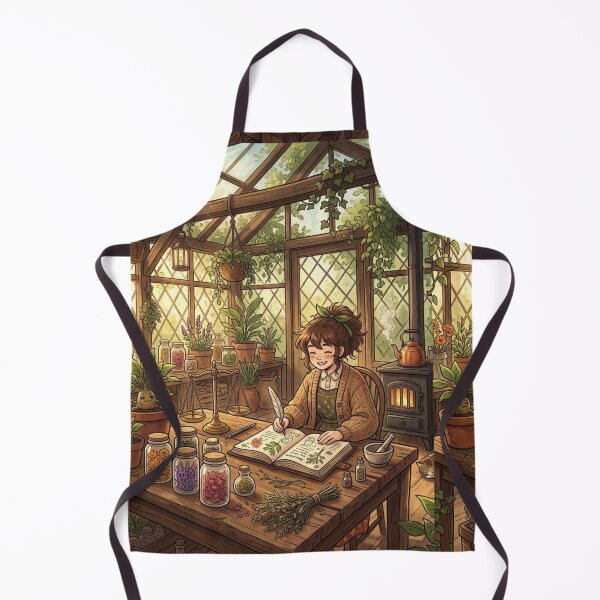 Item preview, Cozy Green Witch Greenhouse Art Cottagecore Anime Botanical Aesthetic designed and sold by raedattia.