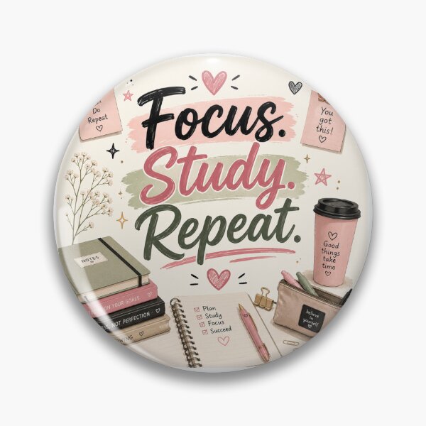 Item preview, Focus Study Repeat Aesthetic Back to School Design – Cute Motivational Student Quote designed and sold by Artimax-Studio.