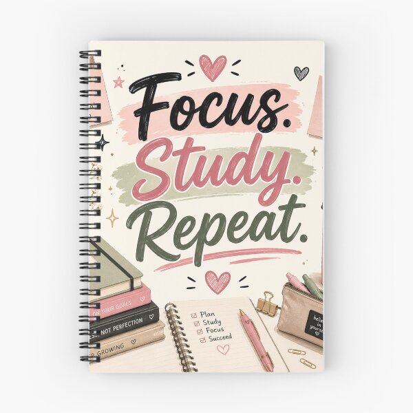 Item preview, Focus Study Repeat Aesthetic Back to School Design – Cute Motivational Student Quote designed and sold by Artimax-Studio.