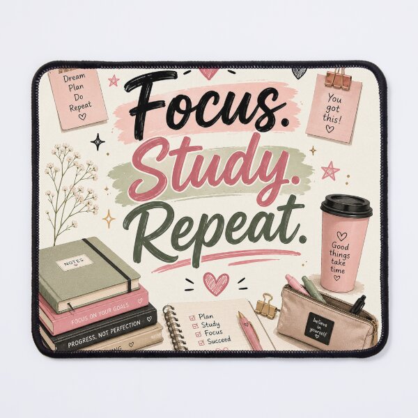 Item preview, Focus Study Repeat Aesthetic Back to School Design – Cute Motivational Student Quote designed and sold by Artimax-Studio.