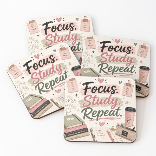 Item preview, Focus Study Repeat Aesthetic Back to School Design – Cute Motivational Student Quote designed and sold by Artimax-Studio.