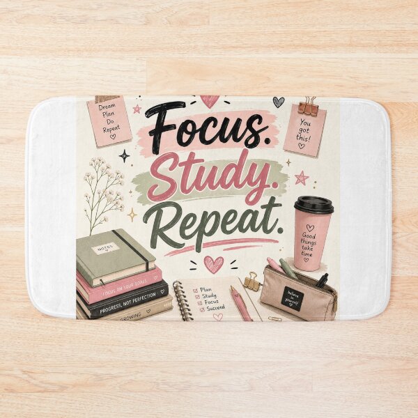 Item preview, Focus Study Repeat Aesthetic Back to School Design – Cute Motivational Student Quote designed and sold by Artimax-Studio.