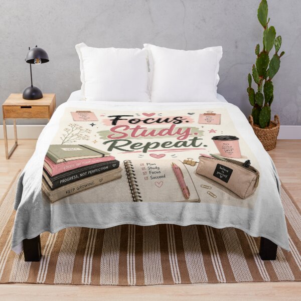 Item preview, Focus Study Repeat Aesthetic Back to School Design – Cute Motivational Student Quote designed and sold by Artimax-Studio.