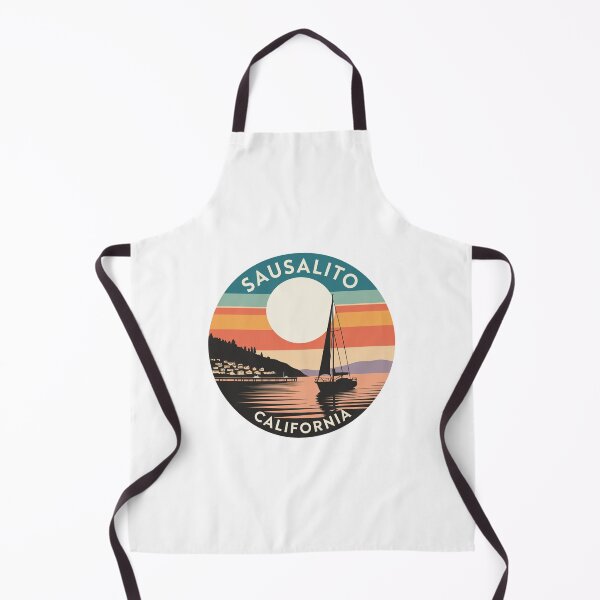 Item preview, Sausalito California: Sailboat, Hillside Homes & Retro Sunset Badge designed and sold by CircinusStore.