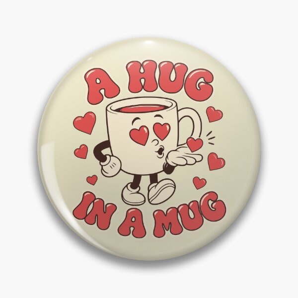 Item preview, A Hug in a Mug Cute Coffee Cup Retro Kawaii Design designed and sold by PrintandJoy.