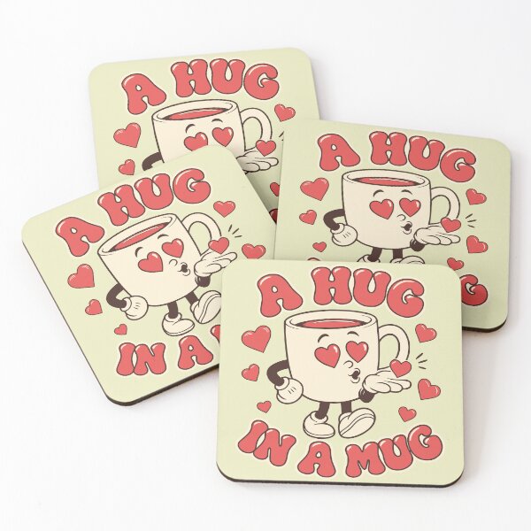 Item preview, A Hug in a Mug Cute Coffee Cup Retro Kawaii Design designed and sold by PrintandJoy.