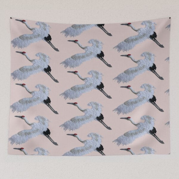 Item preview, A soaring crane hand embroidery designed and sold by Alsa.handembroidery.