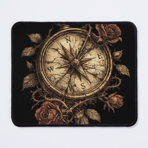 Item preview, Compass Roses Dark Gothic Botanical Adventure Witchy Aesthetic designed and sold by irfanshikh.