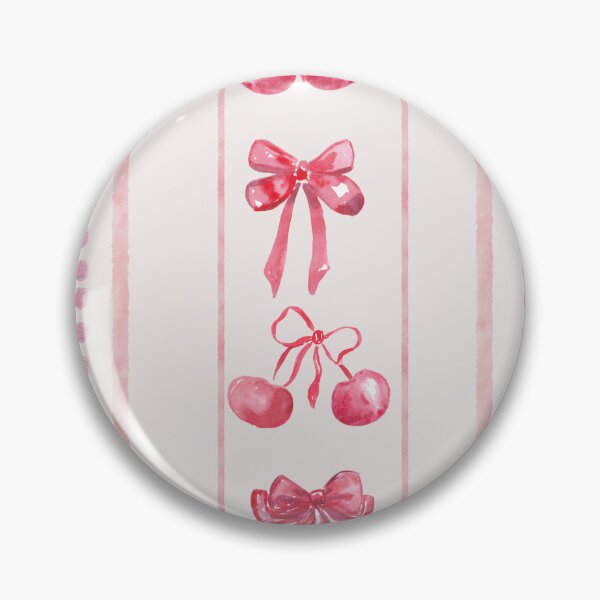 Item preview, Pink &Red CuteCoquette Preppy Aesthetic Bows and Cherries Stripes in Watercolor designed and sold by aneladesigns.