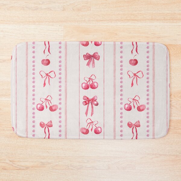 Item preview, Pink &Red CuteCoquette Preppy Aesthetic Bows and Cherries Stripes in Watercolor designed and sold by aneladesigns.
