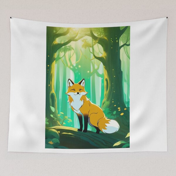 Item preview, Art - Stylized Red Fox, Fantasy Animation Inspired Illustration designed and sold by DoodyPets.