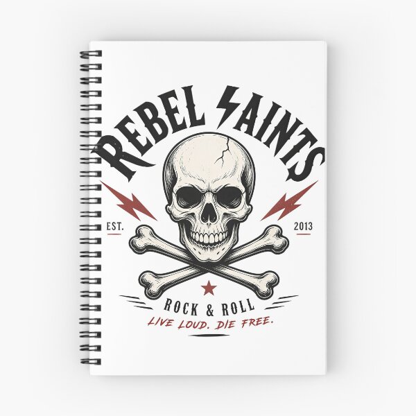 Item preview, Rebel Saints Rock & Roll Skull – Vintage Skull and Crossbones Band Emblem designed and sold by Artisan Finds Online.