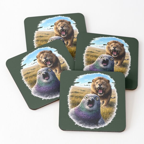 Item preview, Unhinged Pigeon Selfie With Lion designed and sold by azule1.